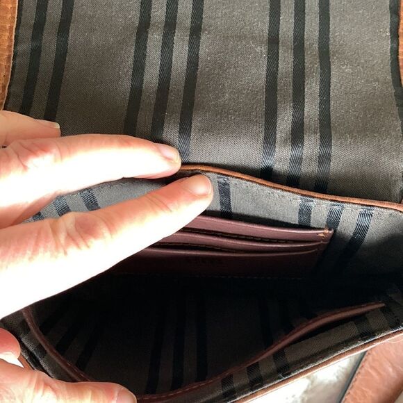 Frye Melissa Whipstitch Mini Saddle Distressed Leather Brown Crossbody Brown - Picture 13 of 14